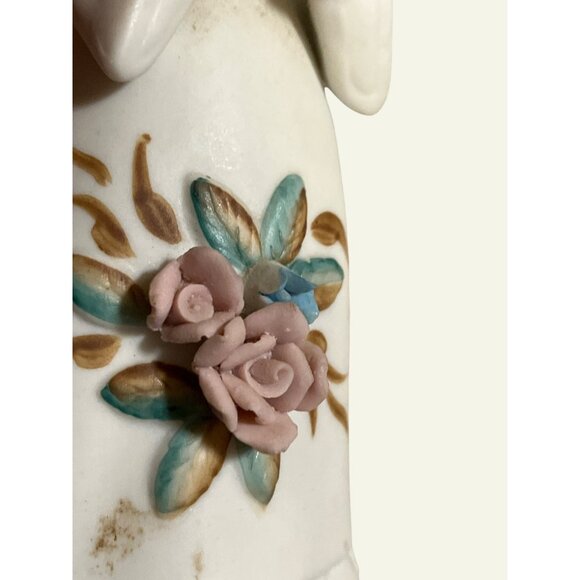 Home Interiors Angel Bell Porcelain Bisque Figurine Holding Blue Bird HOMCO - Picture 2 of 14